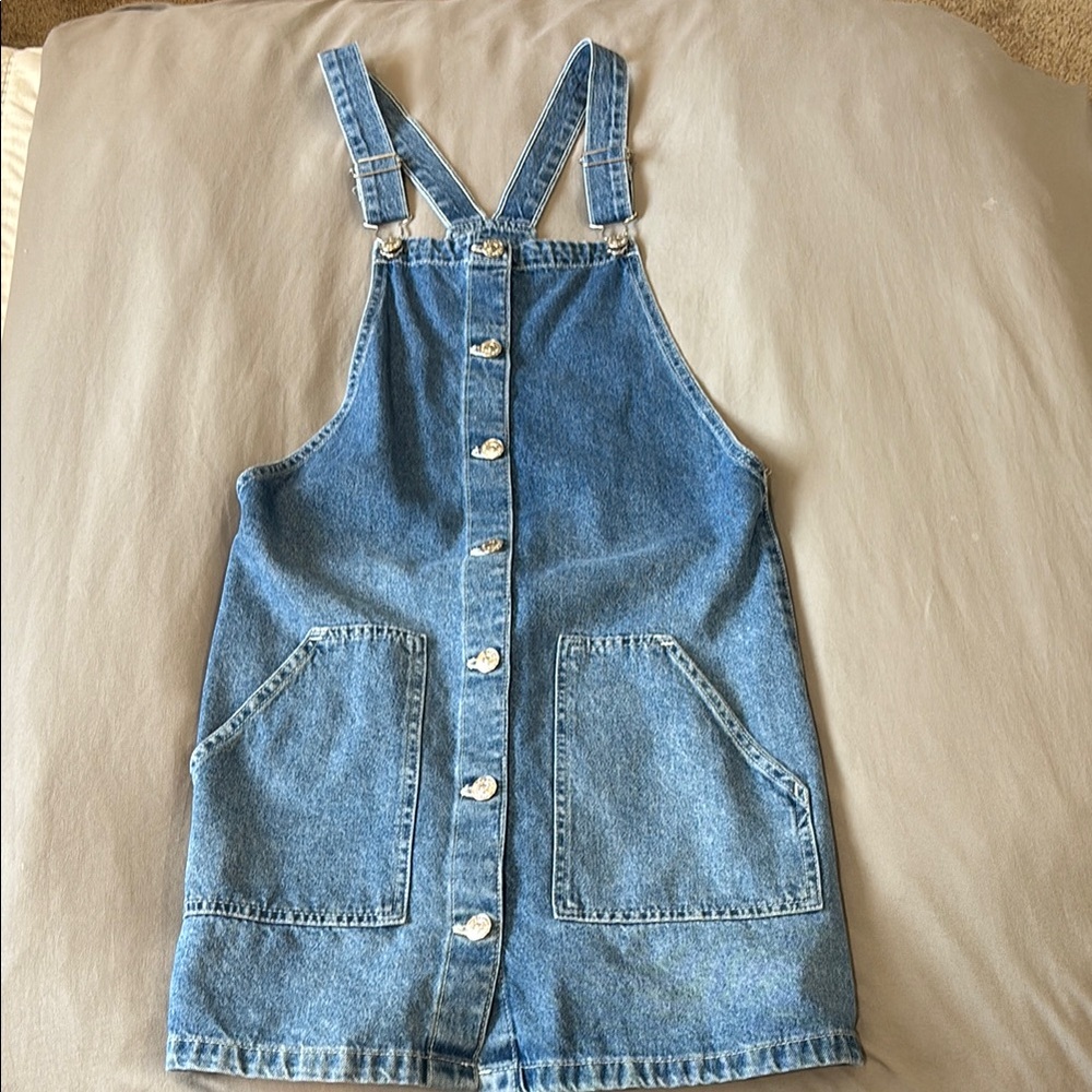 Denim Button-Down Pinafore Dress